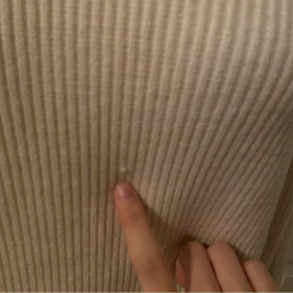 No label long sleeve ribbed mock neck tunic sweater ivory cream size M L - Picture 14 of 16
